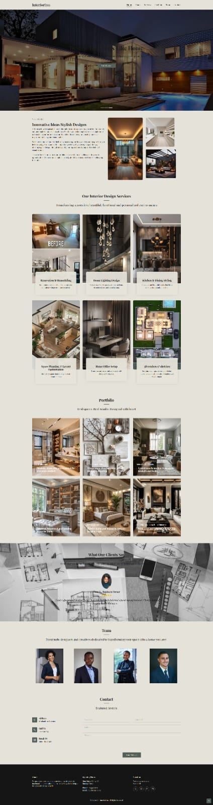 Lumina interiors project screenshot, Interior Design Website