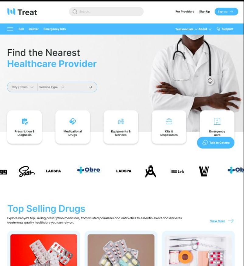 M-treat Health Organization Site project screenshot, Health Organization App